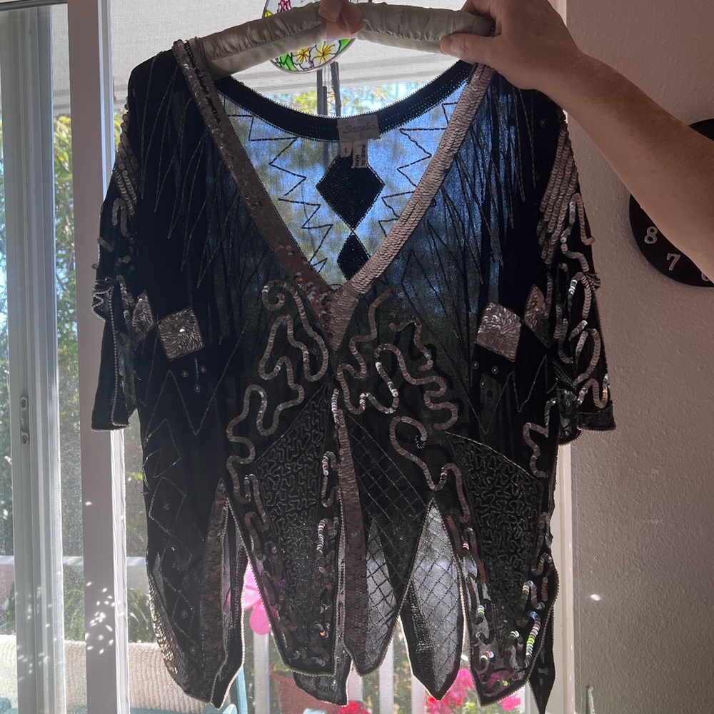 Very Rare Sunda 1970s Pure silk Sequin top